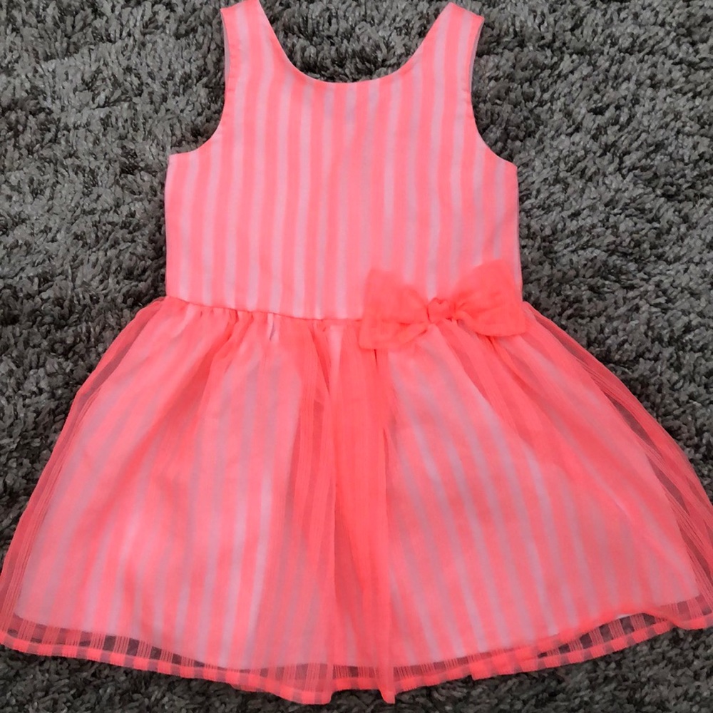 Cat and Jack girls dress Coral and white stripe